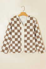 Load image into Gallery viewer, Checkered Sherpa Buttoned Front Chunky Jacket