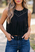 Load image into Gallery viewer, Western Fringe Rivet Paneling Bust Sleeveless Top
