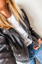 Load image into Gallery viewer, Faux Leather Lapel Collar Zipper Jacket