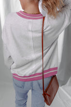 Load image into Gallery viewer, Flower Patch Contrast Trim Crew Neck Sweatshirt