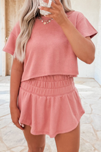 Load image into Gallery viewer, 2 piece Cropped Tee and Ruffle High Waist Skort Set