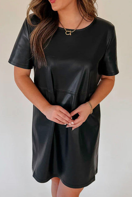 fitted lace wedding dress Faux Leather Loose T-shirt Dress – Lovebug Boutique
