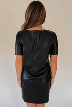 Load image into Gallery viewer, Faux Leather Loose T-shirt Dress
