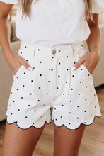Load image into Gallery viewer, Polka Dot Print Embroidered Scallop Hem Shorts
