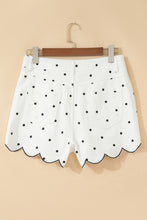 Load image into Gallery viewer, Polka Dot Print Embroidered Scallop Hem Shorts
