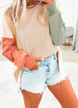 Load image into Gallery viewer, Color Block Patchwork Split Hem Casual Sweatshirt