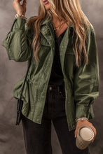 Load image into Gallery viewer, Green Tie Waist Collared Jacket