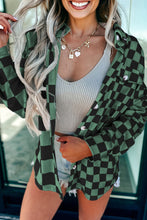 Load image into Gallery viewer, Checkerboard Flap Pocket Button Front Shacket
