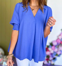 Load image into Gallery viewer, Boxy Collared Smocked Sleeve Cuffs Blouse