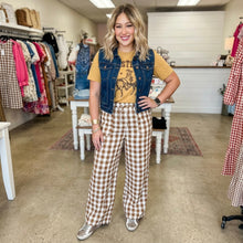 Load image into Gallery viewer, Gingham Plaid Tie Elastic Waist Shift Pants