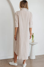 Load image into Gallery viewer, Stripe Frilled Collar Half Sleeve Shirt Maxi Dress