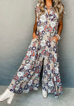 Load image into Gallery viewer, Floral Sleeveless Buttoned Pocketed Wide Leg Jumpsuit