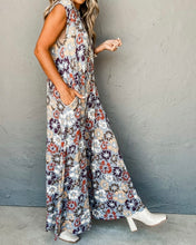 Load image into Gallery viewer, Floral Sleeveless Buttoned Pocketed Wide Leg Jumpsuit