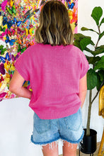 Load image into Gallery viewer, Pink Corded Flower Embroidery Short Sleeve Knitwear Top