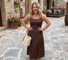 Load image into Gallery viewer, Polka Dot Print Square Neck Sleeveless Vacation Long Dress