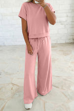 Load image into Gallery viewer, Loose Tee Drawstring Wide Leg Pants 2pcs Outfit