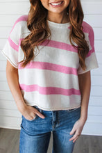 Load image into Gallery viewer, Stripe Dropped Short Sleeve Lightweight Top