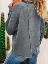 Load image into Gallery viewer, Raw Edge Uneven Hem Patchwork Drop Shoulder Sweater