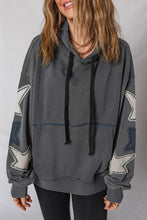 Load image into Gallery viewer, Star Patchwork Contrast Stitching Mineral Wash Kangaroo Pocket Vintage Hoodie