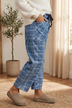 Load image into Gallery viewer, Plaid Denim Grommet Drawstring Waist Ankle-Length Jeans
