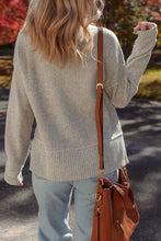 Load image into Gallery viewer, Waffle Texture Knit Ribbed High Neck Drop Shoulder Sweater