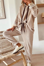 Load image into Gallery viewer, Leopard Drawstring Pullover Hoodie and High Waist Pants Corduroy Suit