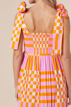 Load image into Gallery viewer, Boho Gingham Tied Straps Smocked Maxi Dress