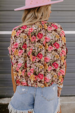 Load image into Gallery viewer, Floral Print Crew Neck Short Sleeve Shift Blouse