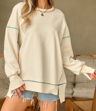 Load image into Gallery viewer, Contrast Stitching Split Baggy Sweatshirt