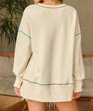 Load image into Gallery viewer, Contrast Stitching Split Baggy Sweatshirt