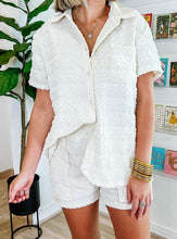Load image into Gallery viewer, Textured Stripes Short Sleeve Shirts and Shorts Set
