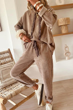 Load image into Gallery viewer, Leopard Drawstring Pullover Hoodie and High Waist Pants Corduroy Suit
