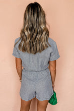 Load image into Gallery viewer, Striped Chest Pocket Buttoned Belted High Waist Romper