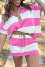 Load image into Gallery viewer, Colorblock Trim Polo Tee Drawstring Mini Skort 2pcs Set