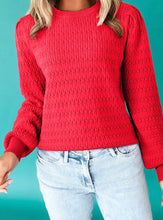 Load image into Gallery viewer, Trendy Pattern Knit Ribbed Cuffs Crew Neck Sweater