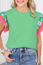 Load image into Gallery viewer, Contrast Ricrac Floral Sleeve Top