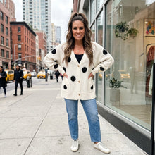 Load image into Gallery viewer, Polka Dot Button Front Oversized V Neck Cardigan