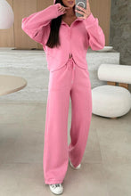 Load image into Gallery viewer, Solid Color Zip Up Hoodie Drawstring Loose Pants Set