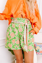 Load image into Gallery viewer, Floral Print Pocketed Front Knot High Waist Casual Shorts