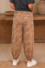 Load image into Gallery viewer, Leopard Print Drawstring Waist Patch Pockets Pants