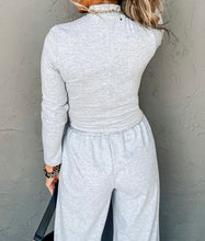 Load image into Gallery viewer, Long Sleeve High Neck Slim Top Smocked Waist Central Seam Pants Set