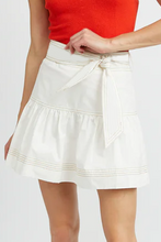 Load image into Gallery viewer, Contrast Stitching Trim Knotted High Waist A-Line Mini Skirt