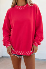 Load image into Gallery viewer, Polka Dot Contrast Trim Oversized Sweatshirt