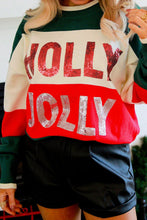 Load image into Gallery viewer, Sequined HOLLY JOLLY Color Block Crew Neck Sweater