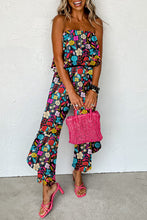 Load image into Gallery viewer, Mix Tropical Print Strapless Ruffled Jumpsuit