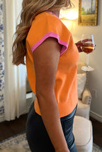 Load image into Gallery viewer, Flamingo 2-tone Color Block Knit Cap Sleeve Sweater Top