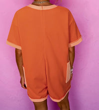 Load image into Gallery viewer, Two-tone Short Sleeve V Neck Patched Pocket Loose Romper