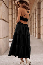 Load image into Gallery viewer, Backless Bodice Tiered Maxi Dress