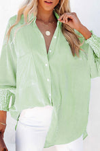Load image into Gallery viewer, Striped Shirred Cuff Buttoned Loose Fit Shirt