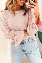 Load image into Gallery viewer, Pink Long Sleeve Ruffle Cuff Casual Elegant Top